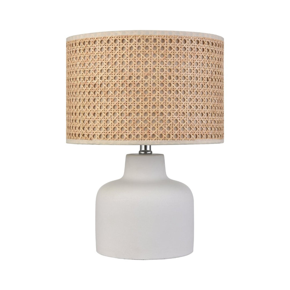 Atlas Rockport 17'' High Table Lamp - Polished Concrete Base with Handcrafted Dark Taupe Burlap Shade PL11099-WH