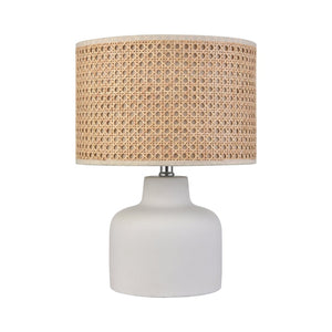 Atlas Rockport 17'' High Table Lamp - Polished Concrete Base with Handcrafted Dark Taupe Burlap Shade PL11099-WH