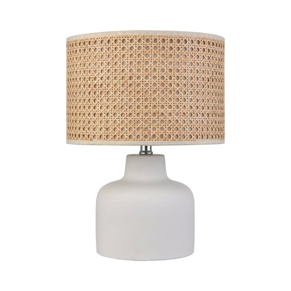 Atlas Rockport 17'' High Table Lamp - Polished Concrete Base with Handcrafted Dark Taupe Burlap Shade PL11099-WH