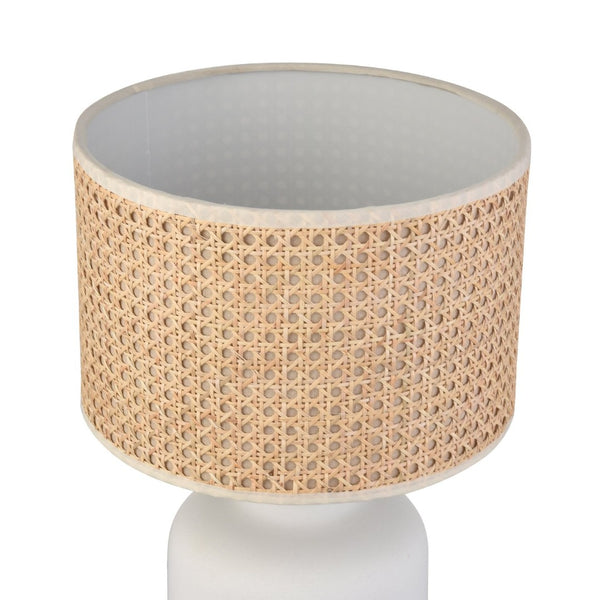 Atlas Rockport 17'' High Table Lamp - Polished Concrete Base with Handcrafted Dark Taupe Burlap Shade PL11099-WH