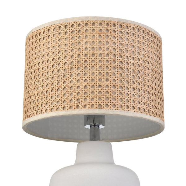 Atlas Rockport 17'' High Table Lamp - Polished Concrete Base with Handcrafted Dark Taupe Burlap Shade PL11099-WH