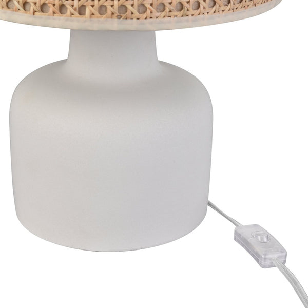Atlas Rockport 17'' High Table Lamp - Polished Concrete Base with Handcrafted Dark Taupe Burlap Shade PL11099-WH