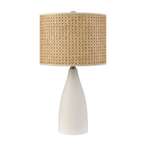 Atlas Rockport 23'' High Table Lamp – Modern Minimalist with Matte White Concrete & Natural Rattan Shade PL11100-WH