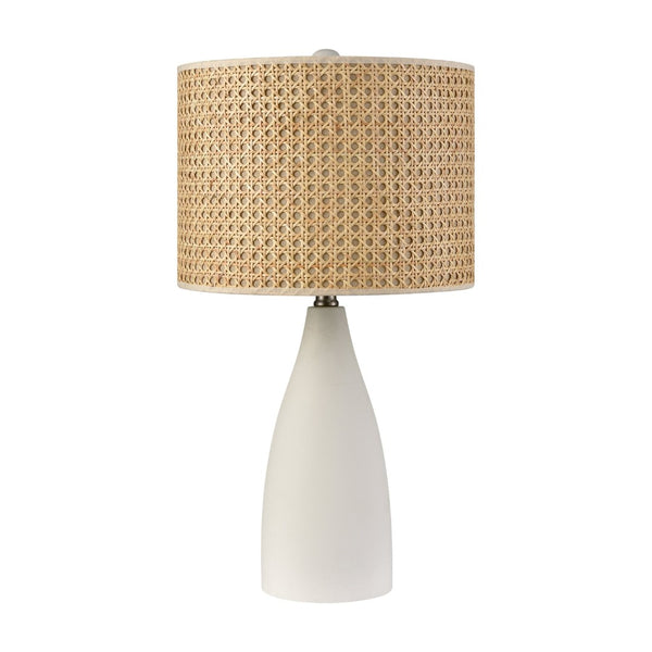 Atlas Rockport 23'' High Table Lamp – Modern Minimalist with Matte White Concrete & Natural Rattan Shade PL11100-WH