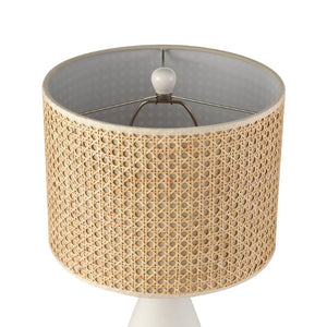 Atlas Rockport 23'' High Table Lamp – Modern Minimalist with Matte White Concrete & Natural Rattan Shade PL11100-WH