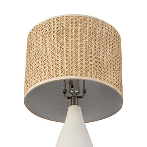 Atlas Rockport 23'' High Table Lamp – Modern Minimalist with Matte White Concrete & Natural Rattan Shade PL11100-WH