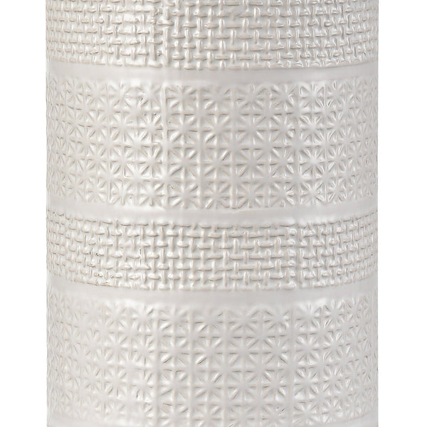 Atlas Seymour 24.5'' Table Lamp - Coastal White Glaze with Rattan Shade for Warm Ambient Lighting Decor PL11102-WH