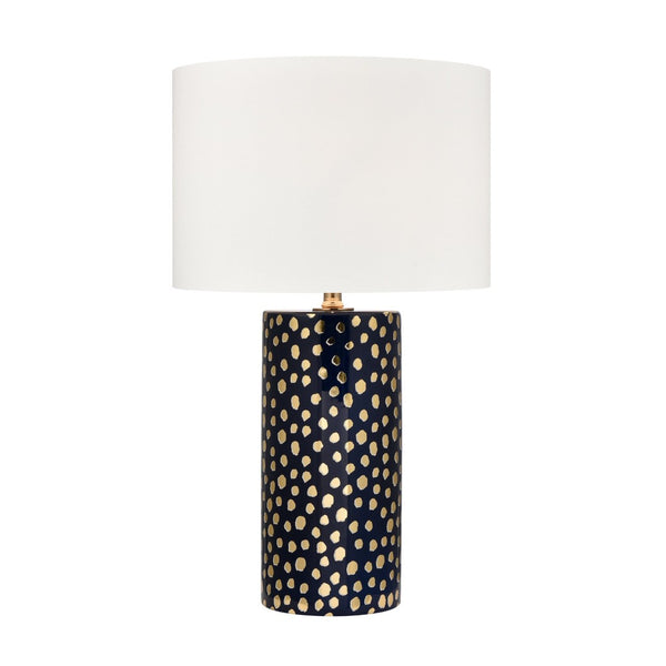 Atlas Signe Modern 26'' High Table Lamp with Elegant Off-White Shade for Stylish Home Décor Accents Navy PL11104-BL