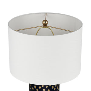Atlas Signe Modern 26'' High Table Lamp with Elegant Off-White Shade for Stylish Home Décor Accents Navy PL11104-BL