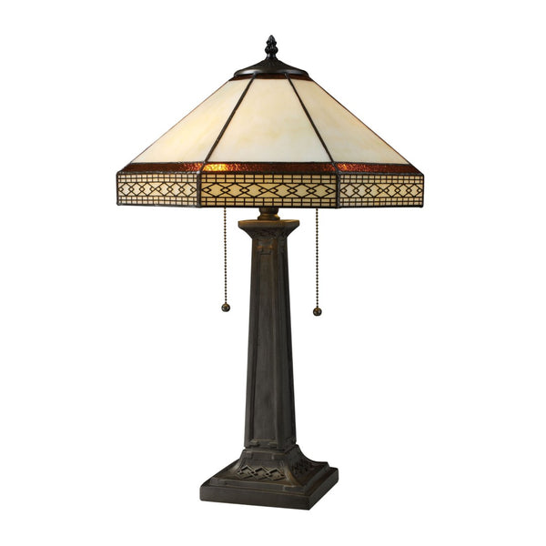 Atlas Stone Filigree 24'' High 2-Light Table Lamp - Elegant Tiffany-Style Lighting for Classic Interiors PL11105-BZ