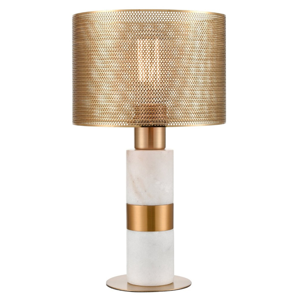 Atlas Sureshot 15" High Table Lamp with Aged Brass & Marble Base - Modern Luxe for Any Space PL11106-WH
