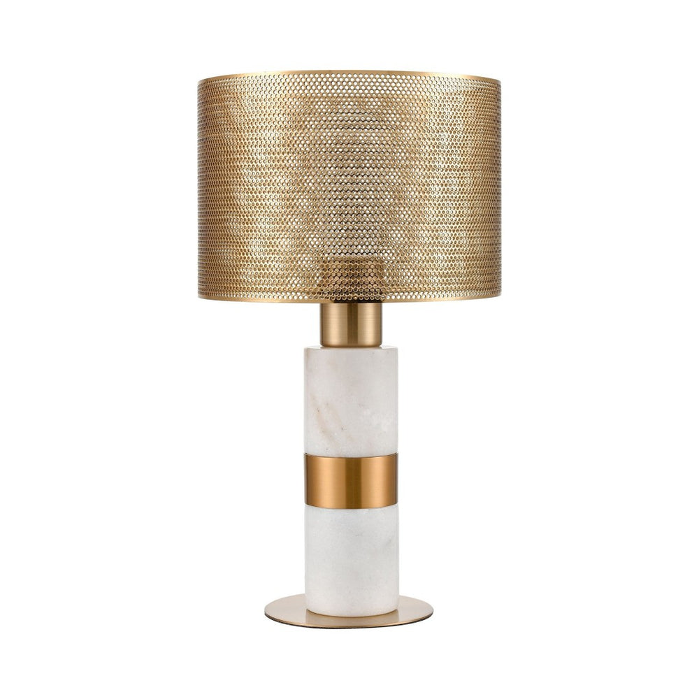 Atlas Sureshot 15" High Table Lamp with Aged Brass & Marble Base - Modern Luxe for Any Space PL11106-WH