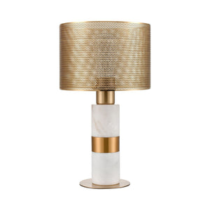 Atlas Sureshot 15" High Table Lamp with Aged Brass & Marble Base - Modern Luxe for Any Space PL11106-WH
