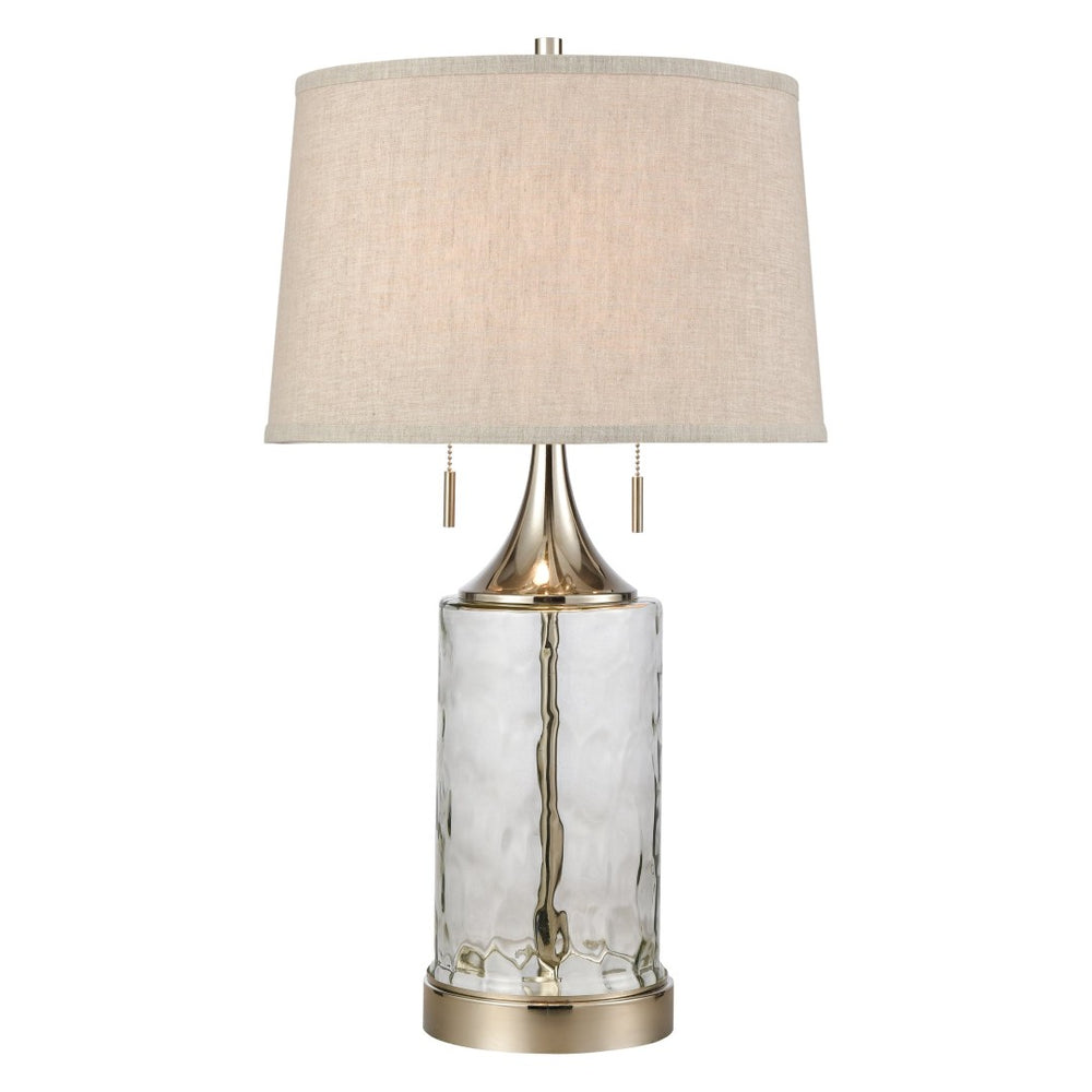 Atlas Tribeca 27'' High 2-Light Table Lamp - Textured Water Glass Base & Polished Nickel Accents for Elegance PL11110-CL