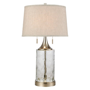Atlas Tribeca 27'' High 2-Light Table Lamp - Textured Water Glass Base & Polished Nickel Accents for Elegance PL11110-CL
