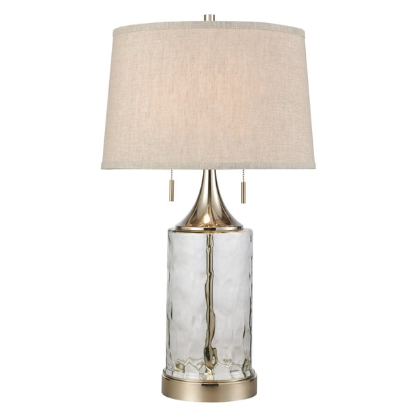 Atlas Tribeca 27'' High 2-Light Table Lamp - Textured Water Glass Base & Polished Nickel Accents for Elegance PL11110-CL