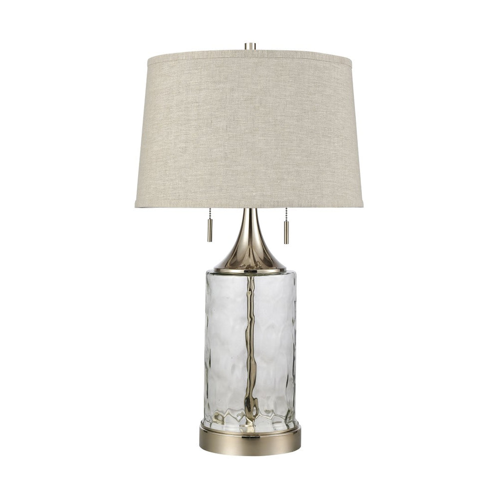 Atlas Tribeca 27'' High 2-Light Table Lamp - Textured Water Glass Base & Polished Nickel Accents for Elegance PL11110-CL