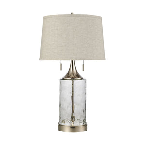Atlas Tribeca 27'' High 2-Light Table Lamp - Textured Water Glass Base & Polished Nickel Accents for Elegance PL11110-CL