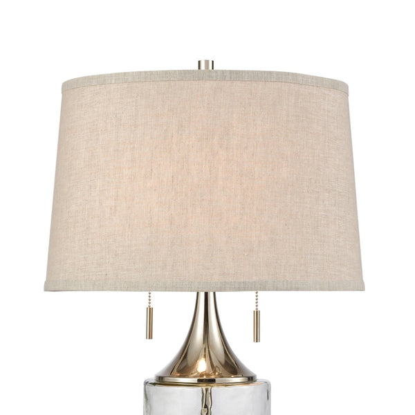 Atlas Tribeca 27'' High 2-Light Table Lamp - Textured Water Glass Base & Polished Nickel Accents for Elegance PL11110-CL