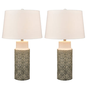 Atlas Tula 30'' High Table Lamp Set of 2 - Coastal-Inspired Gray Earthenware with Soft Linen Shades PL11111-GYS