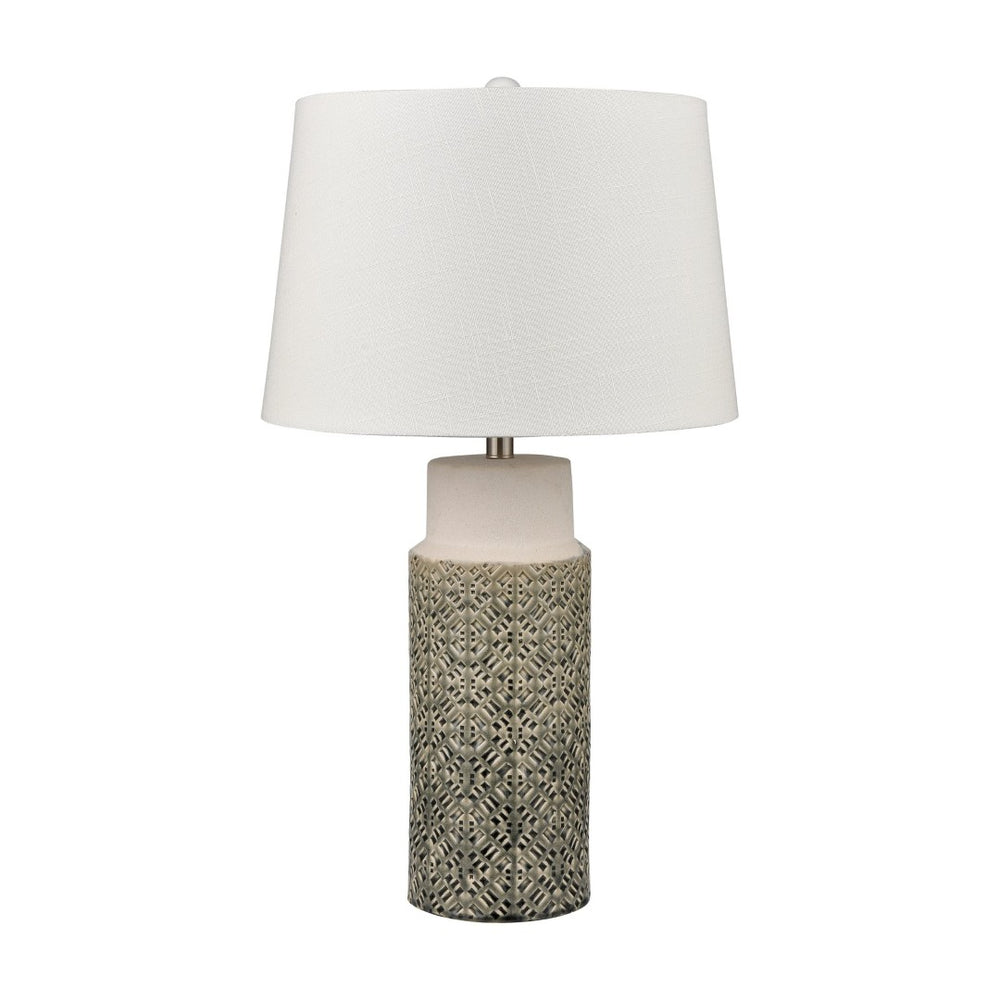 Atlas Tula 30'' High Table Lamp Set of 2 - Coastal-Inspired Gray Earthenware with Soft Linen Shades PL11111-GYS
