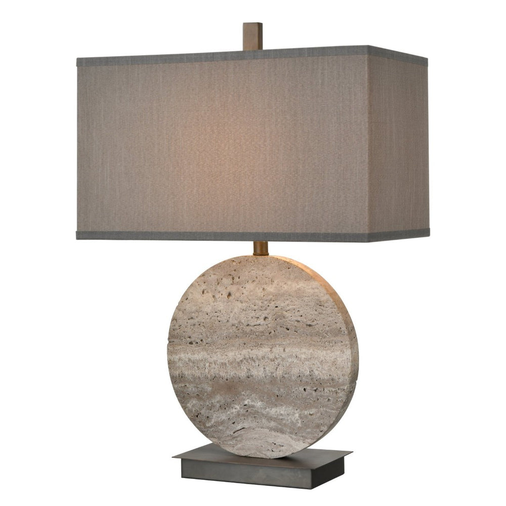 Atlas Vermouth 26.5'' High Table Lamp - Hand-Cut Marble Base, Grey Fabric Shade, Modern Accent Lighting PL11113-GY