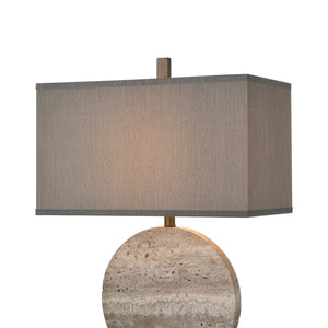 Atlas Vermouth 26.5'' High Table Lamp - Hand-Cut Marble Base, Grey Fabric Shade, Modern Accent Lighting PL11113-GY