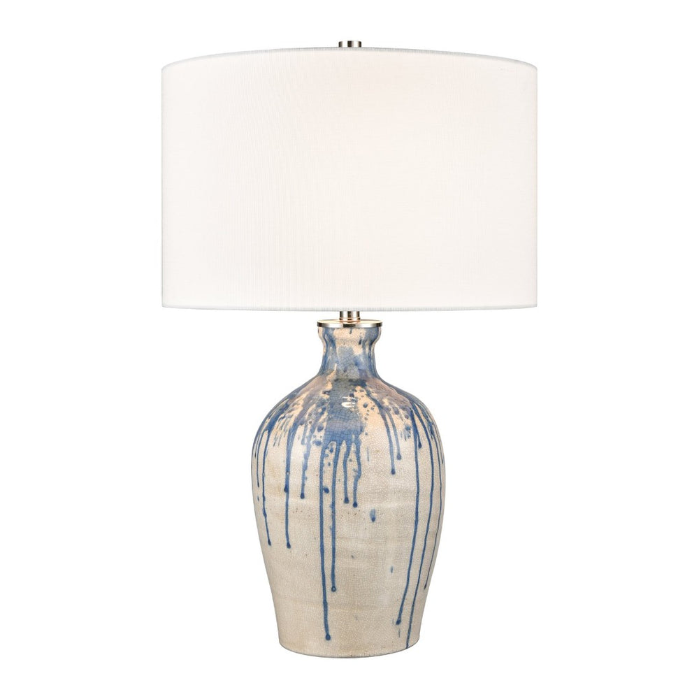 Atlas Winship 26'' High Coastal Table Lamp - White Crackle Glaze, Elegant Shade for Ambient Lighting PL11116-WH