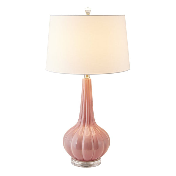 Atlas Abbey Lane 30" High Pink Table Lamp - Elegant Earthenware Design with White Linen Shade & Acrylic Base PL11121-PK