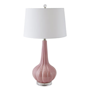 Atlas Abbey Lane 30" High Pink Table Lamp - Elegant Earthenware Design with White Linen Shade & Acrylic Base PL11121-PK