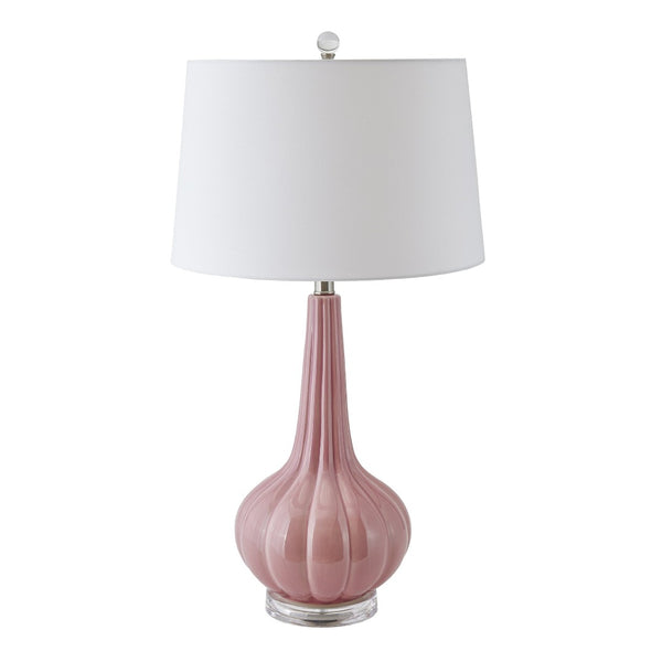 Atlas Abbey Lane 30" High Pink Table Lamp - Elegant Earthenware Design with White Linen Shade & Acrylic Base PL11121-PK