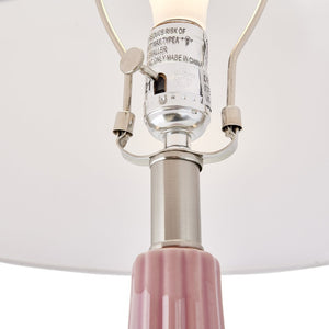 Atlas Abbey Lane 30" High Pink Table Lamp - Elegant Earthenware Design with White Linen Shade & Acrylic Base PL11121-PK