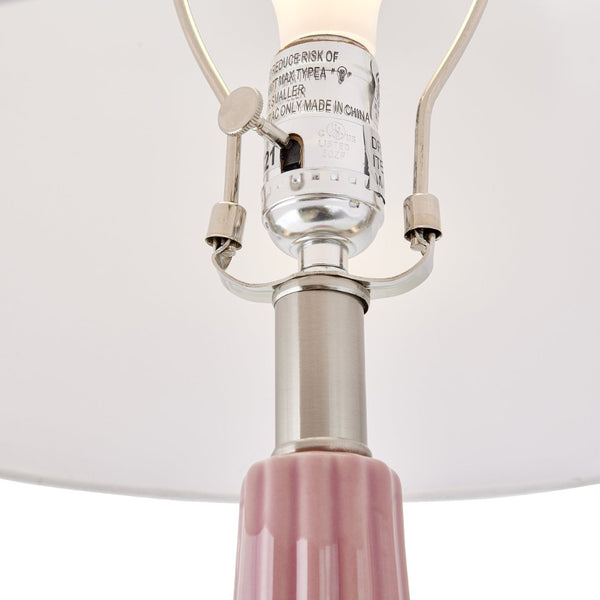 Atlas Abbey Lane 30" High Pink Table Lamp - Elegant Earthenware Design with White Linen Shade & Acrylic Base PL11121-PK