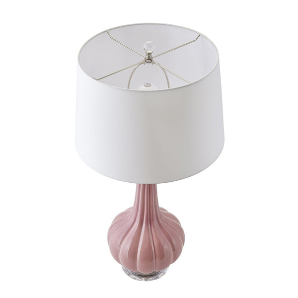 Atlas Abbey Lane 30" High Pink Table Lamp - Elegant Earthenware Design with White Linen Shade & Acrylic Base PL11121-PK