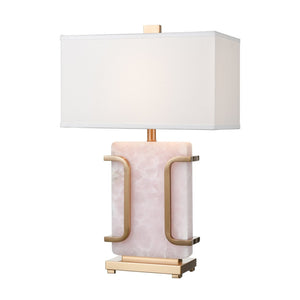Atlas Archean 29'' High 1-Light Table Lamp with Elegant Rose Quartz Base and Café Bronze Accents Pink PL11125-PK