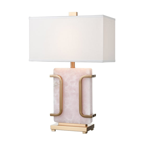 Atlas Archean 29'' High 1-Light Table Lamp with Elegant Rose Quartz Base and Café Bronze Accents Pink PL11125-PK
