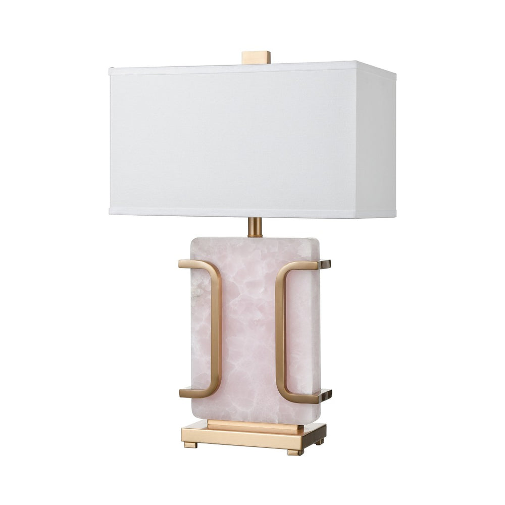 Atlas Archean 29'' High 1-Light Table Lamp with Elegant Rose Quartz Base and Café Bronze Accents Pink PL11125-PK