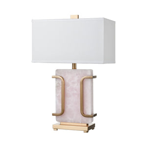 Atlas Archean 29'' High 1-Light Table Lamp with Elegant Rose Quartz Base and Café Bronze Accents Pink PL11125-PK