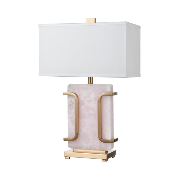Atlas Archean 29'' High 1-Light Table Lamp with Elegant Rose Quartz Base and Café Bronze Accents Pink PL11125-PK