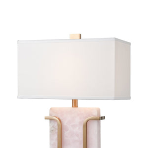 Atlas Archean 29'' High 1-Light Table Lamp with Elegant Rose Quartz Base and Café Bronze Accents Pink PL11125-PK