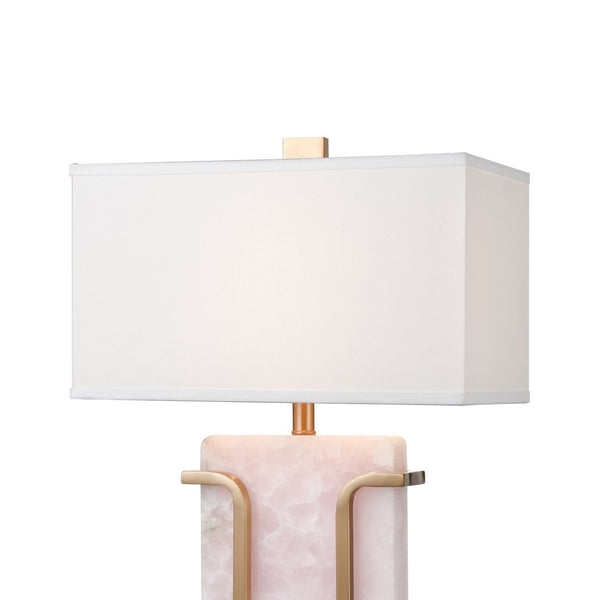 Atlas Archean 29'' High 1-Light Table Lamp with Elegant Rose Quartz Base and Café Bronze Accents Pink PL11125-PK