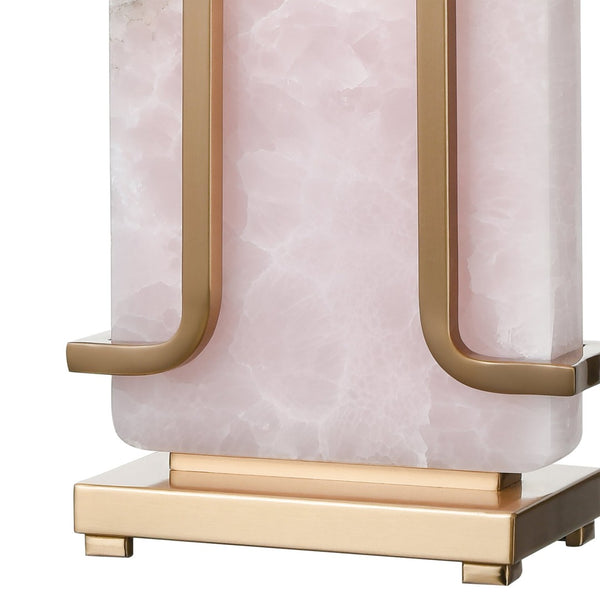 Atlas Archean 29'' High 1-Light Table Lamp with Elegant Rose Quartz Base and Café Bronze Accents Pink PL11125-PK