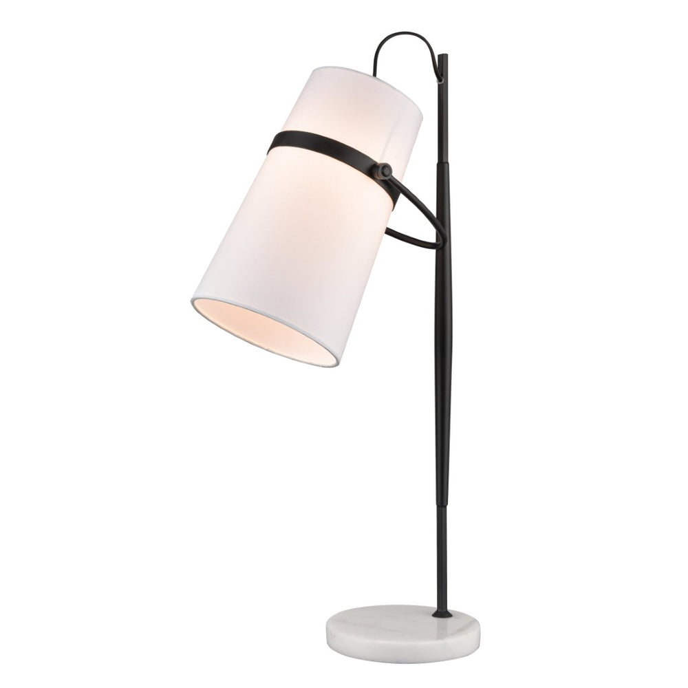 Atlas Banded 28'' High Desk Lamp - Mid-Century Modern Design in Matte Black with Marble Base for Style PL11131-BK
