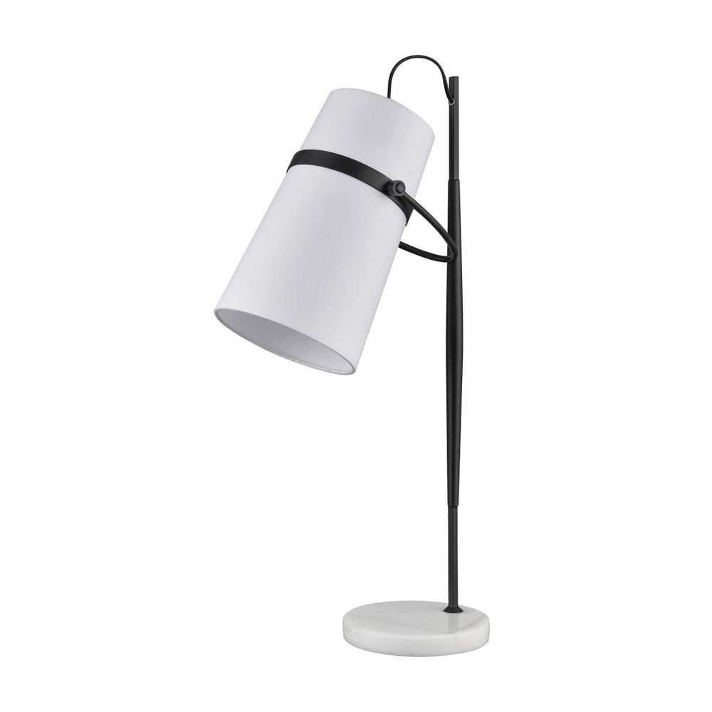 Atlas Banded 28'' High Desk Lamp - Mid-Century Modern Design in Matte Black with Marble Base for Style PL11131-BK