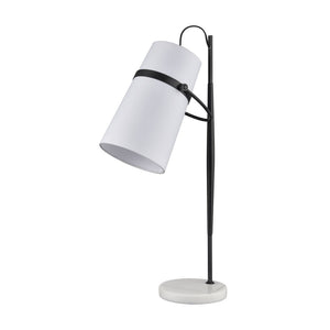 Atlas Banded 28'' High Desk Lamp - Mid-Century Modern Design in Matte Black with Marble Base for Style PL11131-BK