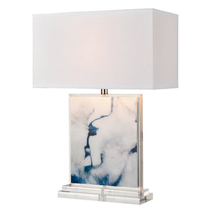 Atlas Belhaven Coastal-Inspired 28" Table Lamp - Blue Marble Acrylic with Crystal Base & Linen Shade PL11134-WH