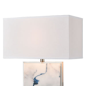 Atlas Belhaven Coastal-Inspired 28" Table Lamp - Blue Marble Acrylic with Crystal Base & Linen Shade PL11134-WH