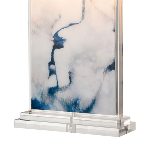 Atlas Belhaven Coastal-Inspired 28" Table Lamp - Blue Marble Acrylic with Crystal Base & Linen Shade PL11134-WH