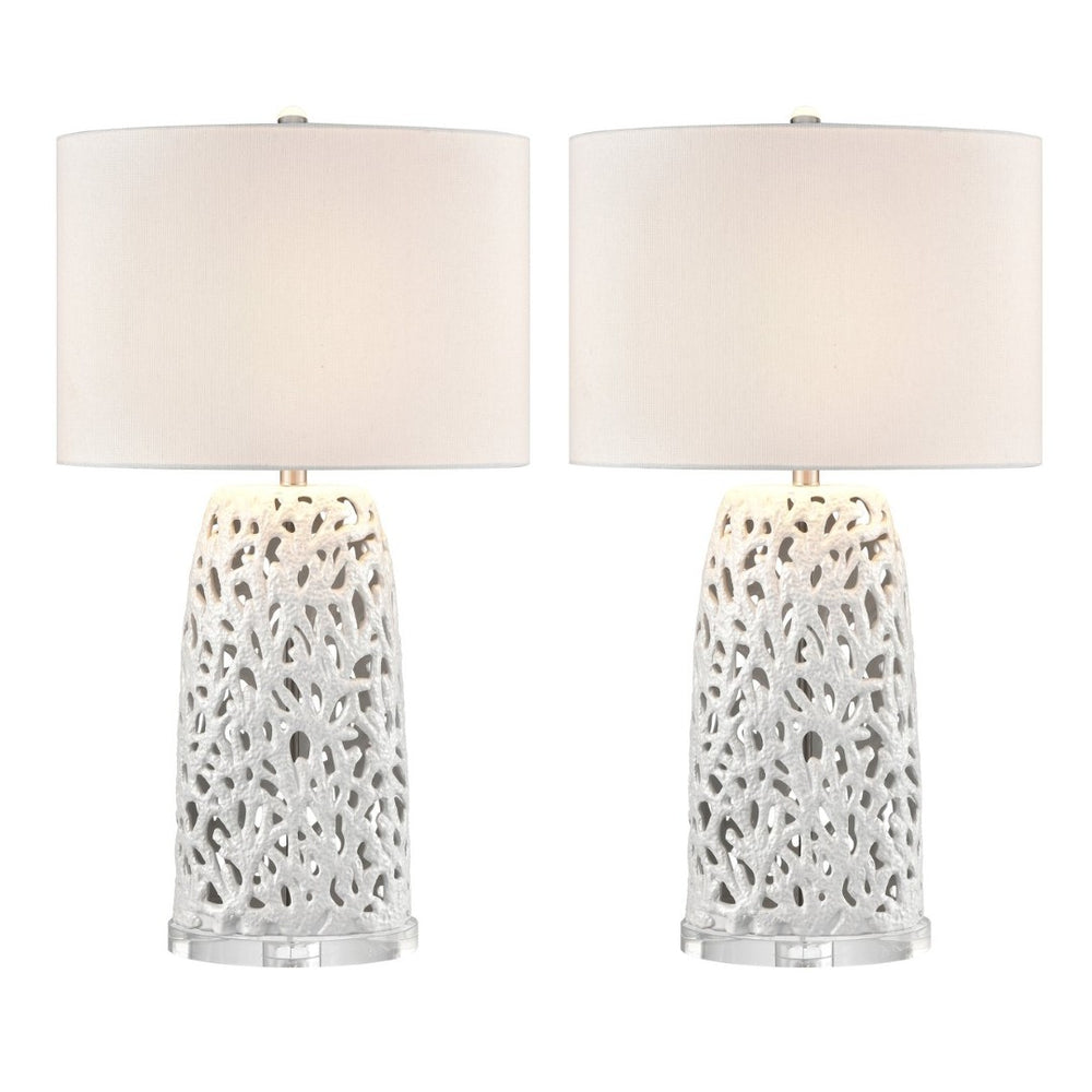 Atlas Bowen 31.5'' High 1-Light Table Lamp Set of 2 – Coastal-Modern Elegance for Home Décor & Lighting PL11138-WHS