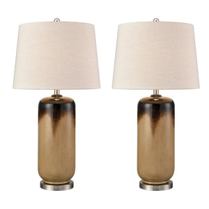 Atlas Bromley 32.5'' High Table Lamp Set of 2 – Elegant Ombre Caramel Finish with Linen Shades PL11140-BNS